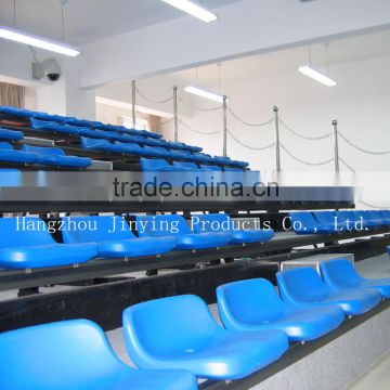 Manufacturer high quality cheap indoor retractable gym bleachers HDPE seating