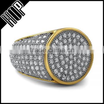 Round Gold Clear Crystal Micro Pave Bling Ring