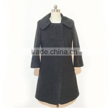 2016AW garment customized woman's fashion long coats peacoat