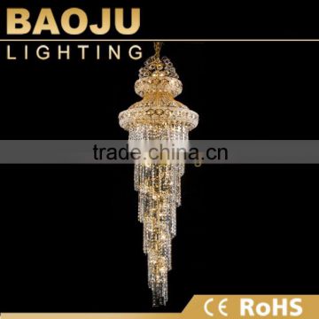 Hall H200cm Modern Graceful Spiral Led Crystal Pendant Lamp For Sale