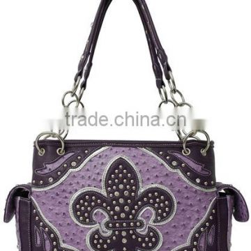 Wholesale Rhinestone Fleur de Lis Design Purple Purse