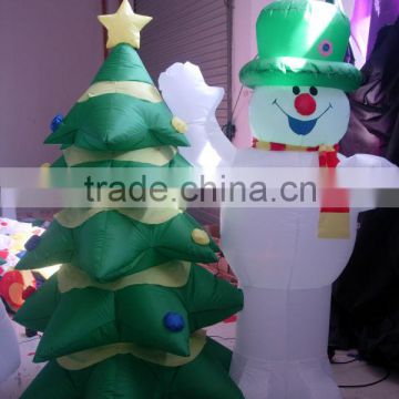Inflatable Snowman with Tree