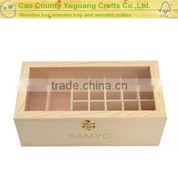 oil packaging natural wooden box with glass lid