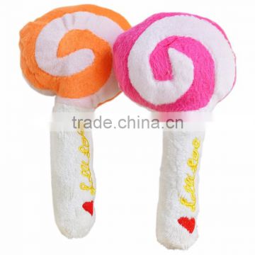 Wool cloth with soft nap squeak toys lollipop shape