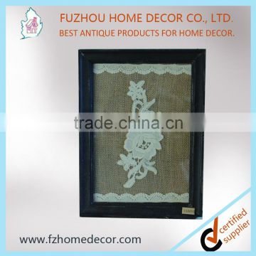 2016 new style antique wooden lace picture frame with glass covering