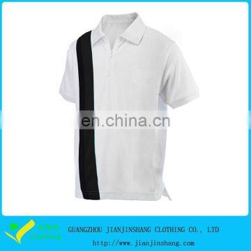 Self Fabrics Collar Color Combination Zipped Man's White Polo Shirts