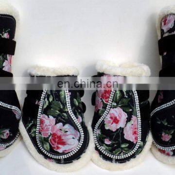 FLOWER PRINT HORSE ANKLE AND TENDON BOOT.