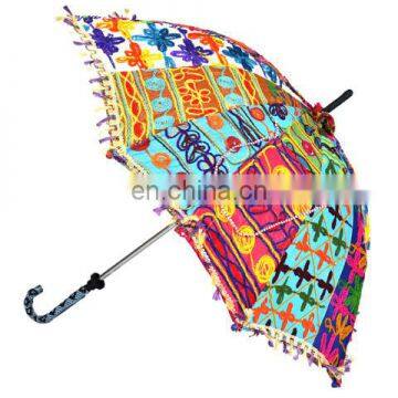 Ethnic Sun Parasol Embroidered Designer Handmade Indian Cotton Mini Umbrella Parasol Umbrella Wedding Decor Party Handmade work