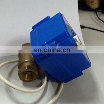 CWX-25S DN15 1/2 bsp 2 way brass electric ball valve , NC electric actuator valve manufacturers DC3-6V CR02 3 wires two control