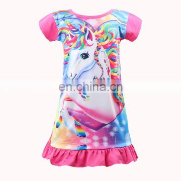 Summer Girls Dress Butterfly Unicorn Print Kids Dresses Baby Girls Princess Dress Party Clothes Sleeveless Birthday Dresses