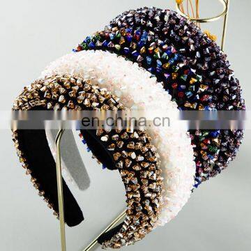 New Fashion Colorful Diamond Headband Women US Style Girls Padded Hairband Factory Direct Hair Band Wholesale