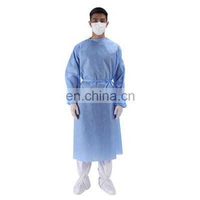 OEM Medical Institution General Isolation Garments Protective Clothes Overcoat White Blue Isolation Gown