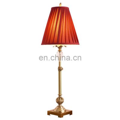 new European style design brass metal with crystal and cloth lampshade adjust height table lamp floor lamp with 3C certificate