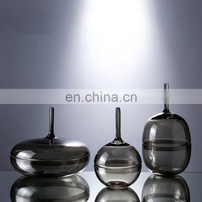 Modern Wholesale Small Round Clear Glass Vase Decorative In Bulk Wedding Home Decor Full Size