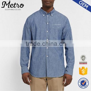Wholesale long sleeve blue mens denim dress shirts