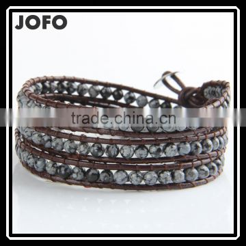 Semi-Precious Bead Handmade Wrap Bracelet Leather Bracelet Natural Stone Bracelet Women