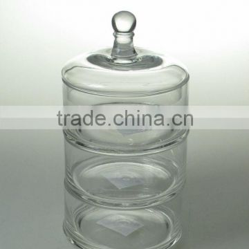 Wholesale Handmade round glass candy jar for food with glass lid