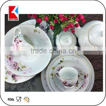 competitive elegance flower decal printed stoneware dinnerware sets dubai porcelain dinner set