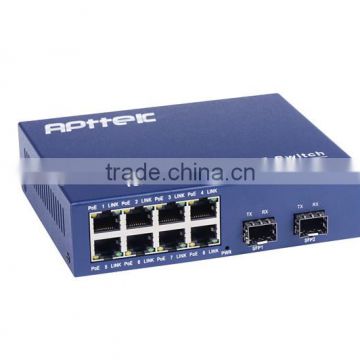 8PCS 10/100M LANS RJ45PORT 2PCS SFP Ports fiber optic switch POE Ethernet Switch