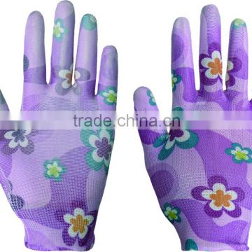 13G polyester/nylon PU coated safety labor gloves pu working gloves