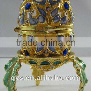 Exquisite Jeweled Egg-shaped Metal Trinket Box