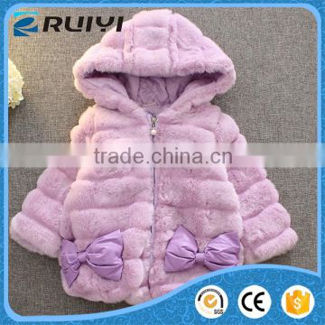 girls purple rabbit fur hoodie jacket coat