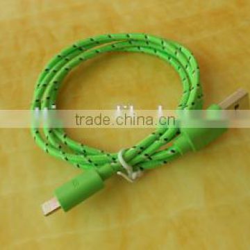 2014 wholesale colorful nylon braided micro usb data cable
