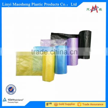 HDPE garbage bags on roll with paper lable colorful garbage bag