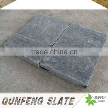 high quality cut-to-size stone form natural black tumbled stone tile slate landscaping stone