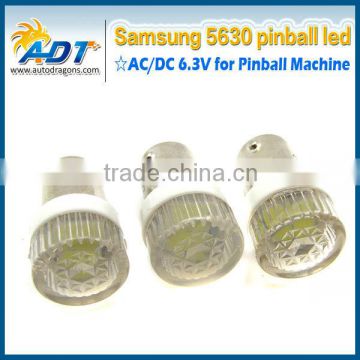 6.3 Volt BA9S #44 #47 cool white pinball LED with lens