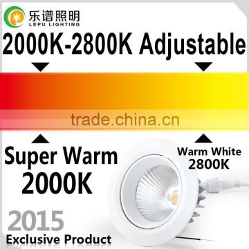 Cutout 90mm CRI 99Ra CCT ADJUSTABLE 2000K-2800K Dimmable COB LED Downlight LED Down light 15W