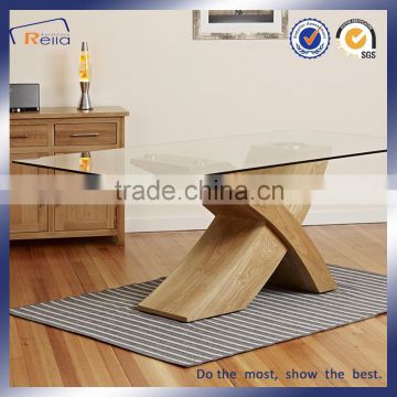 Glass top paper finish legs dining table for sale