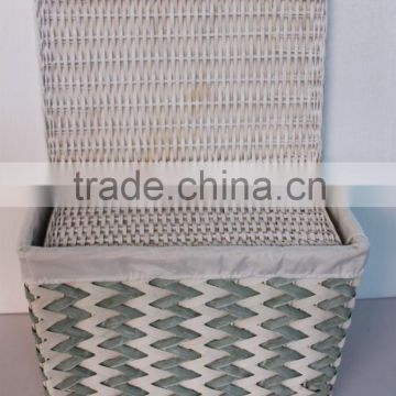 large wood chip laundry basket with lid