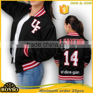 Customize Custom Youth Size Black Women Ladies Baseball Letterman Bomber Cheap American School Uniform College Varsity Jacket