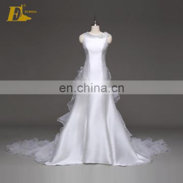 Exquisite Ed A-line Silver long Sleeveless Beaded Satin Hand-flower Evening Dress 2017