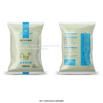 Wholesale and retail Haosen Tofu cat litter 6L2.5 kg Green tea flavored tofu cat litter OEM OEM Nissan 70 tons