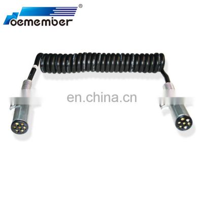 Coiled PU Cable Assembly 7 Core Cable Truck Parts with Plug and Socket 7 Pin