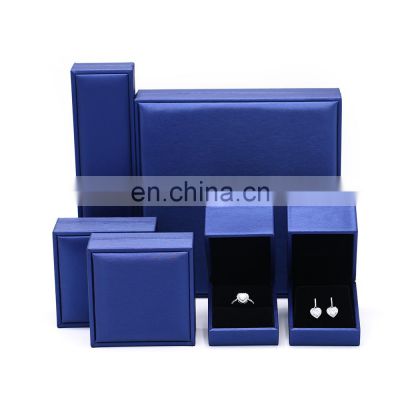 Wholesale Custom Logo Royal Blue Pu Leather Jewelry Packaging Earrings Pendant Bracelet Bangle Wedding Ring Box