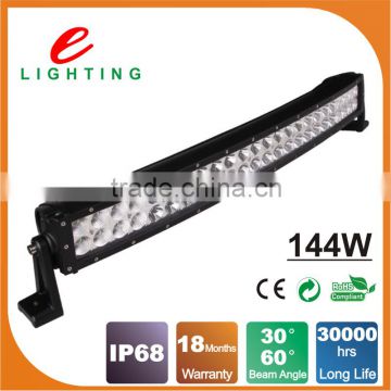 high quality 144w 30 inch curved off road led light bar for offroad
