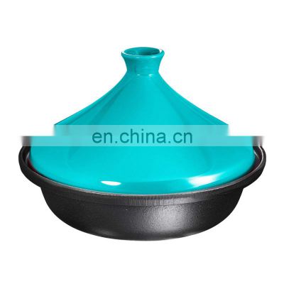 Cast iron non stick enamel tagine pots casserole with ceramic lid