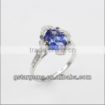 925 Sterling Silver Created Tanzanite Ring