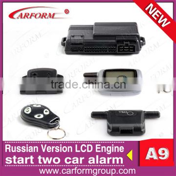 New upgrade starlionr A9 two way car alarm system with LCD remote engine start