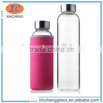 hot sale new design travel pyrex glass water bottle