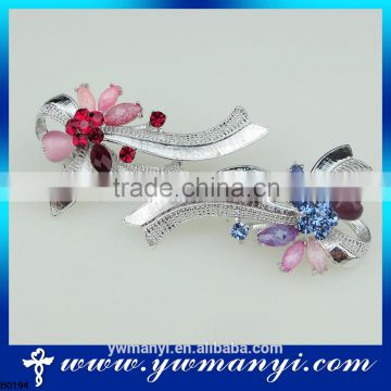 Vintage Branch Flower Clear Crystal Silver Plated Brooches And Pins For Wedding Bouquet Flower Lapel Pin B0194