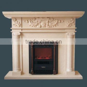 French Style Cheao Beige Marble Indoor Used Fireplace Mantel