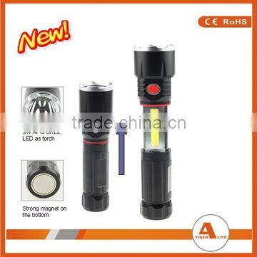 Wholesale Dry Battery Portable Adjustable Aluminum COB Flashlight