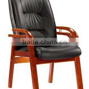 High quality luxury wood and black PU leather executive chair with arm rest(FOHF-39#)