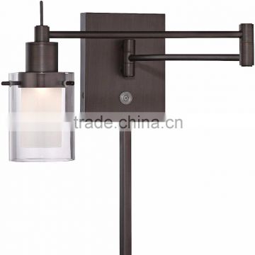 1031-3 a clear cylinder glass shade Adjustable and versatile Copper Bronze LED Swing Arm Wall Lamp