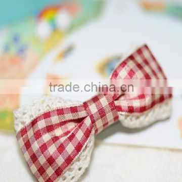 Wholesale Competitive Price Custom-Made Red White Plaid Ribbon lace Bows For Hairbow Accessories