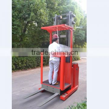 Cheaper 1000kg electric power order picker with mast buffer